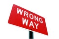 Wrong way road sign on ackground Royalty Free Stock Photo